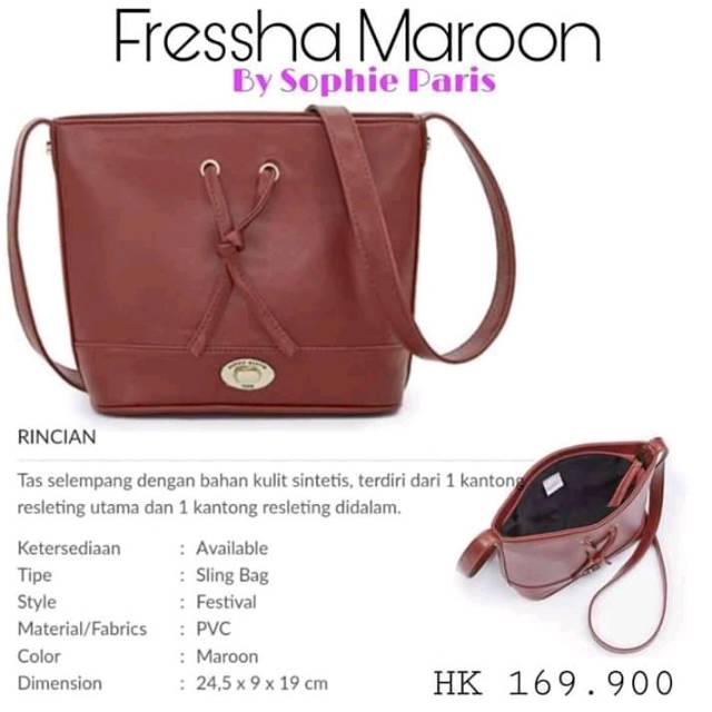 TAS FRESSHA MAROON SOPHIE PARIS