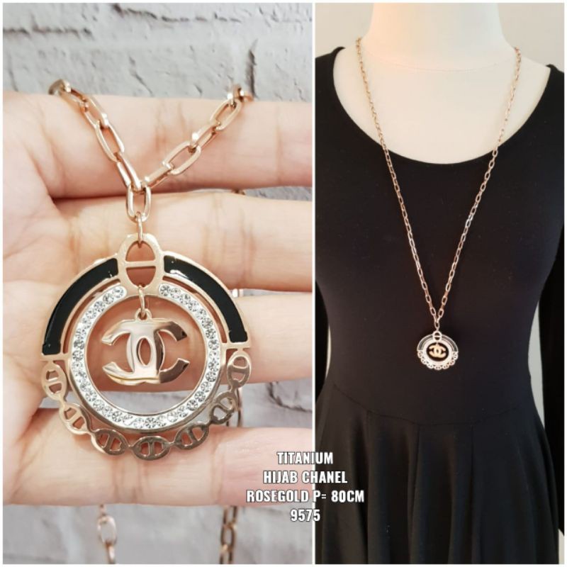 [Terlaris] Kalung Panjang Wanita Asli Titanium/Kalung Hijab Panjang Titanium 80cm/Kalung Hijab Terba