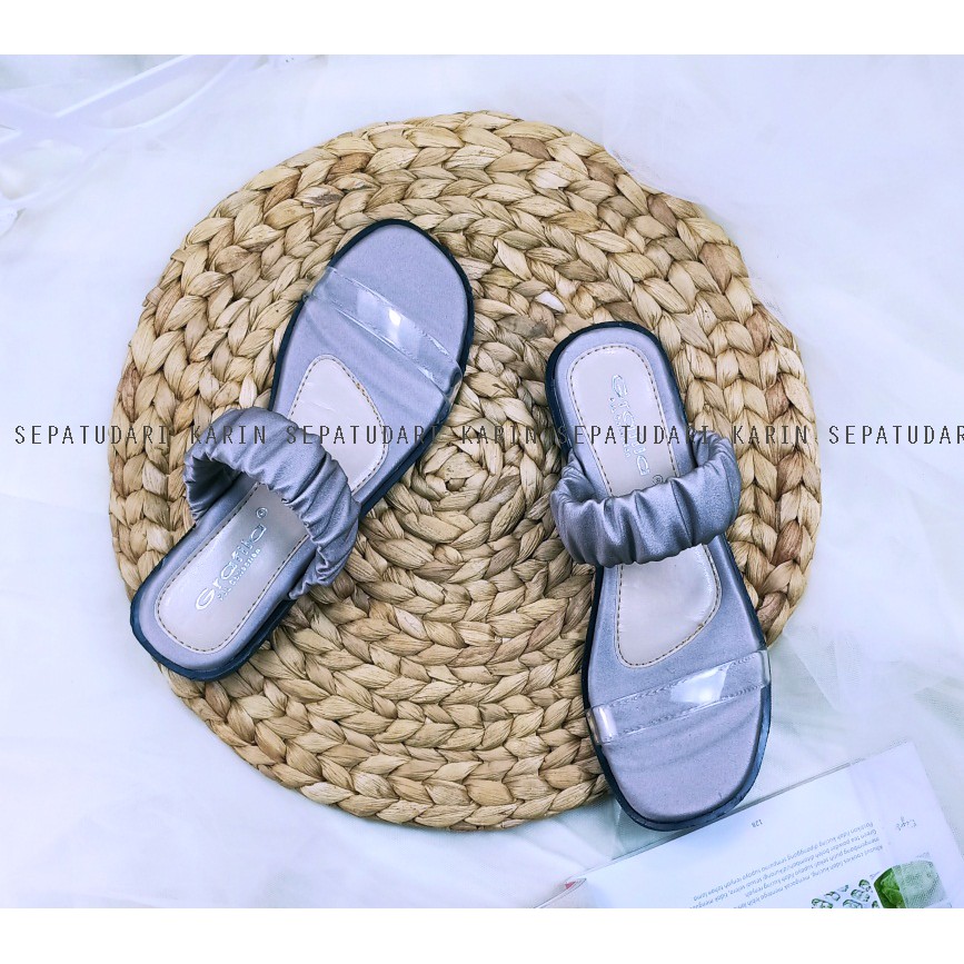 Sepatudari Karin Real Pic Sandal flat wanita Sandal Slop KR-SDF0045