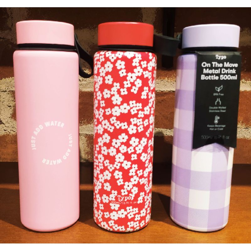 TYPO ON THE MOVE METAL DRINK BOTTLE 500ML BOTOL MINUM THERMOS HOT&COLD ORIGINAL
