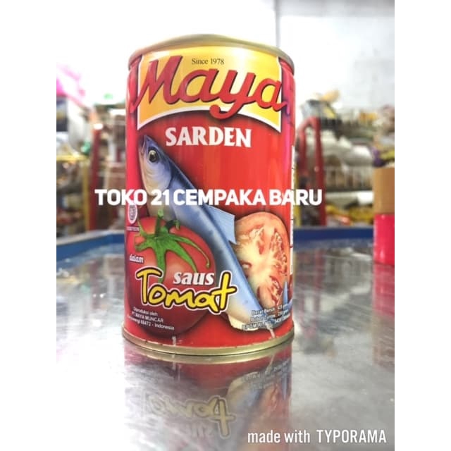 

Maya Sarden Saus Tomat 425 gram | Sardines Ikan Kaleng Besar 425g Murah