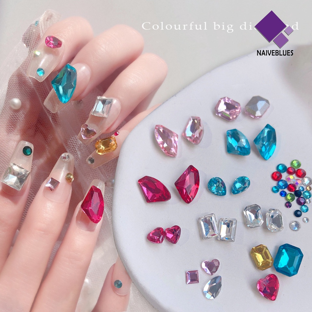 Naiveblue Berlian Imitasi Bentuk Hati Untuk Dekorasi Nail Art DIY