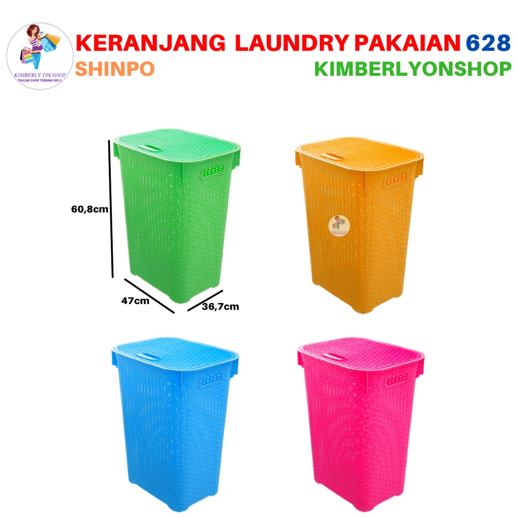 Keranjang Baju / Pakaian Laundry Basket Plastik Shinpo 628 Dahlia