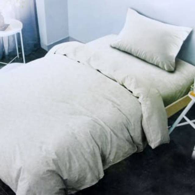 Seprai & Bed Cover Emboss - 120x200 Cm Set 4 Pcs Putih