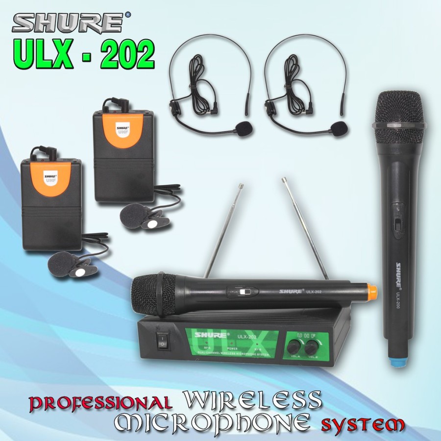 MIC WIRELESS ULX 202 DOUBLE HEADSET & DOUBLE HANDLE SHURE
