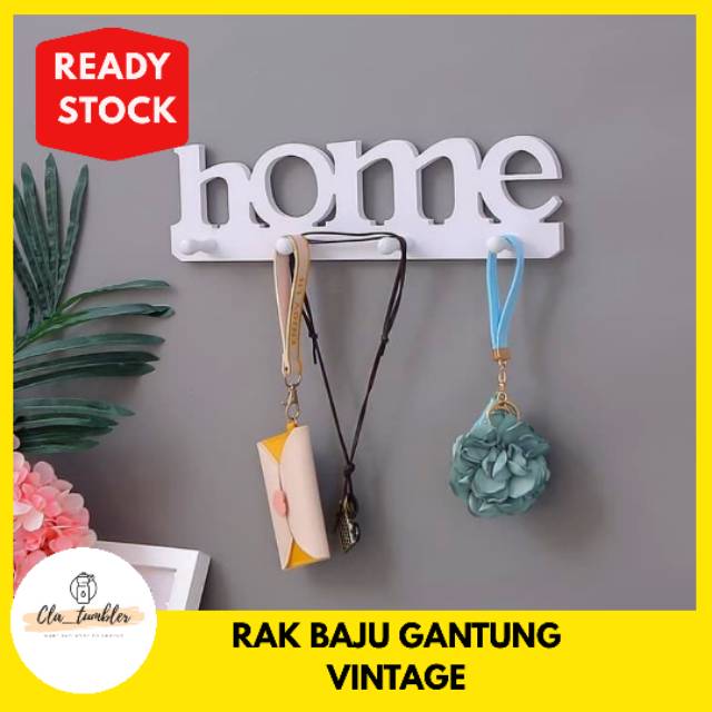 RAK GANTUNG BAJU KAYU VINTAGE / RAK KAYU MOTIF / HANGER KAYU DINDING /GANTUNGAN BAJU HOMES LUCU UNIK