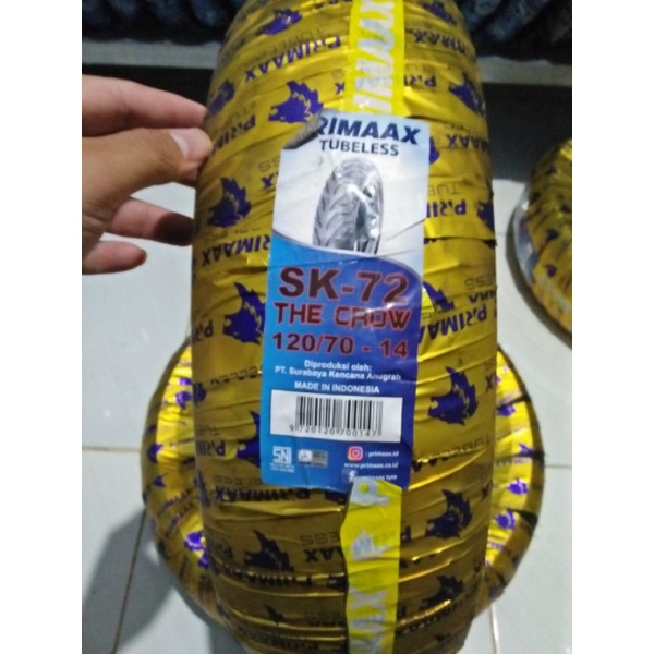 Ban PrimaX SK72 120/70-14 Tubles/Ban Belakang Honda PCX150cc/BAN BELAKANG VARIO160/BAN LUAR VARIO160