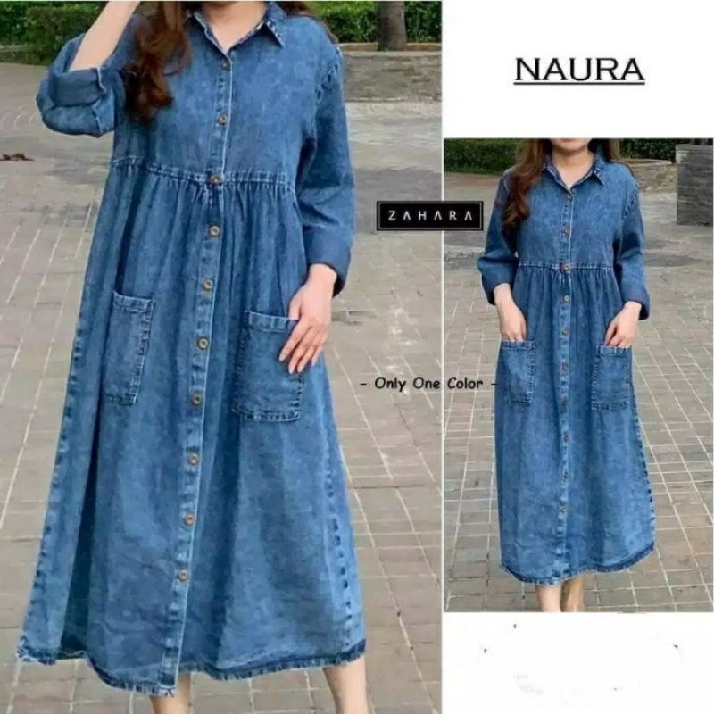 GAMIS MIDI DRESS JEANS WANITA HIGH QUALITY