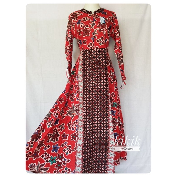 Gamis Wanita Long Dress Katun Motif Batik Fashion Muslim Busui Friendly Pakaian Adem Murah Mojokerto