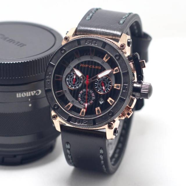 JAM TANGAN PRIA RIPCURL CHRONO DAN TANGGAL AKTIF TALI KULIT