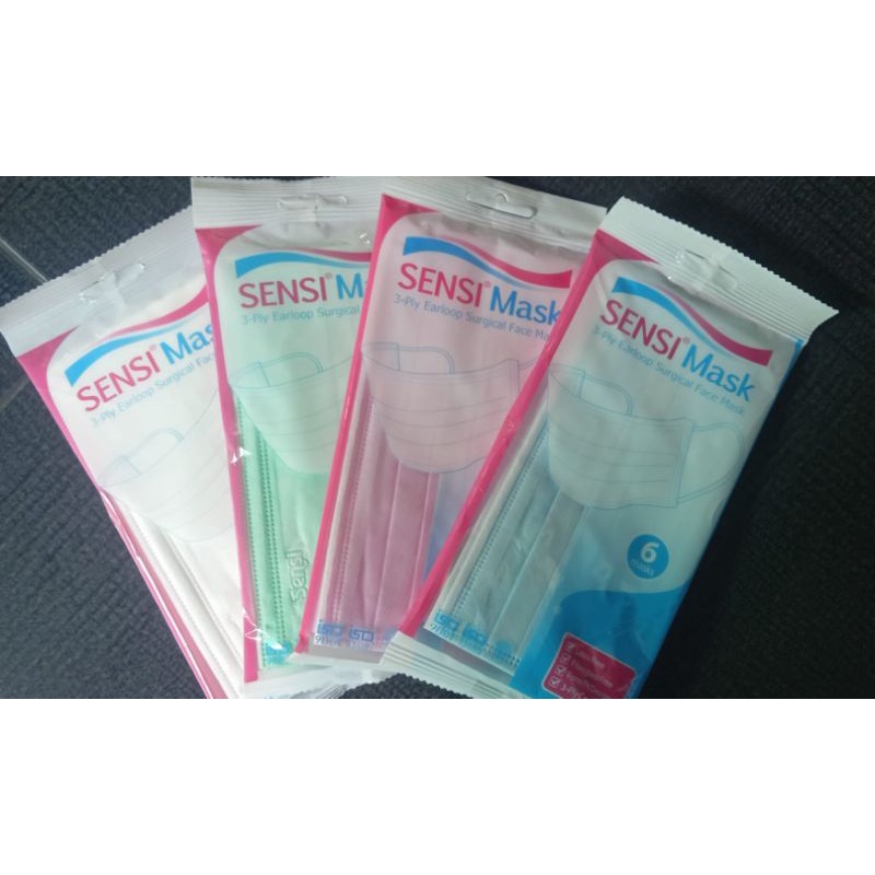 Sensi Mask 3 ply isi 6 per pack warna warni