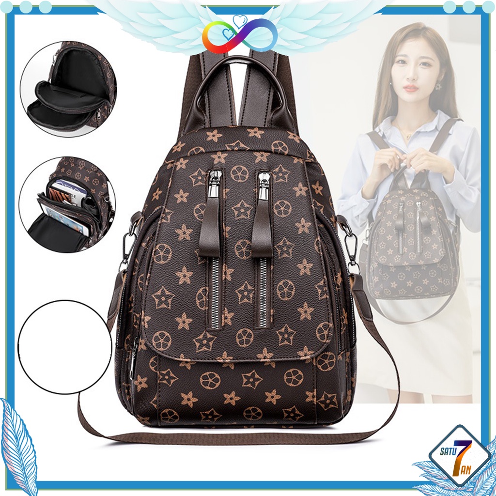 Satu7an T262 Tas Ransel Wanita Korea Fashion Style Motif Tas Cewek Jalan Jalan Tas Punggung Import Backpack Women Kulit PU