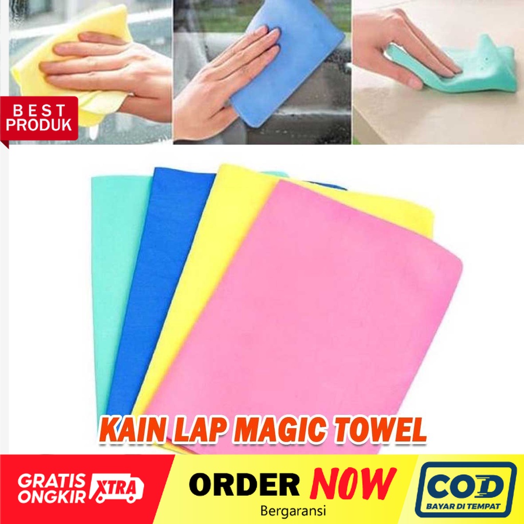 kain Lap kanebo magic towel serat chamois polos lembaran microfiber serbaguna all purpose motor mobil perabot rumah packet hair sport bath make-up - dinno.id