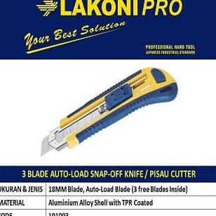 

BISA COD Pisau Cutter 101003 LAKONI PRO /3 Blades Auto-Load Snap-off Knife