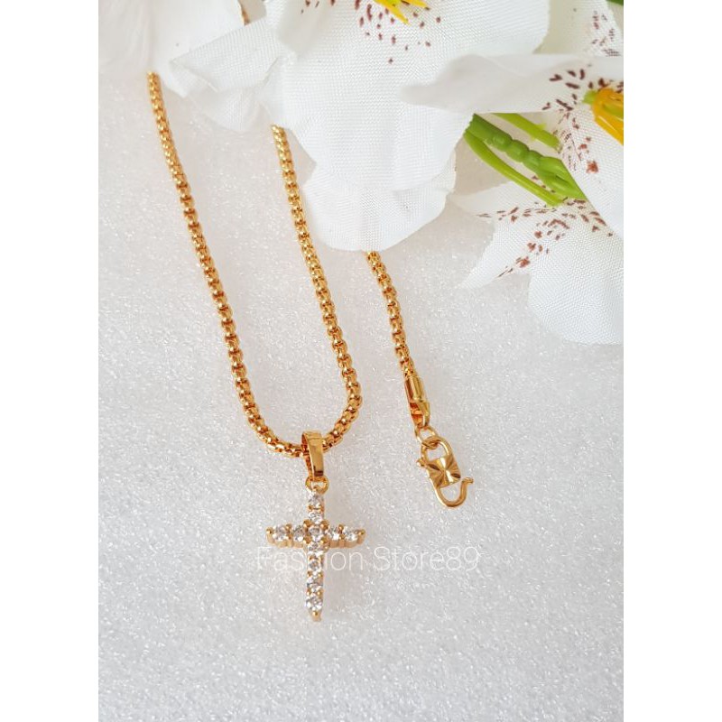 Kalung Fashion Salib Xuping Yaxiya import perhiasan lapis emas XYx01