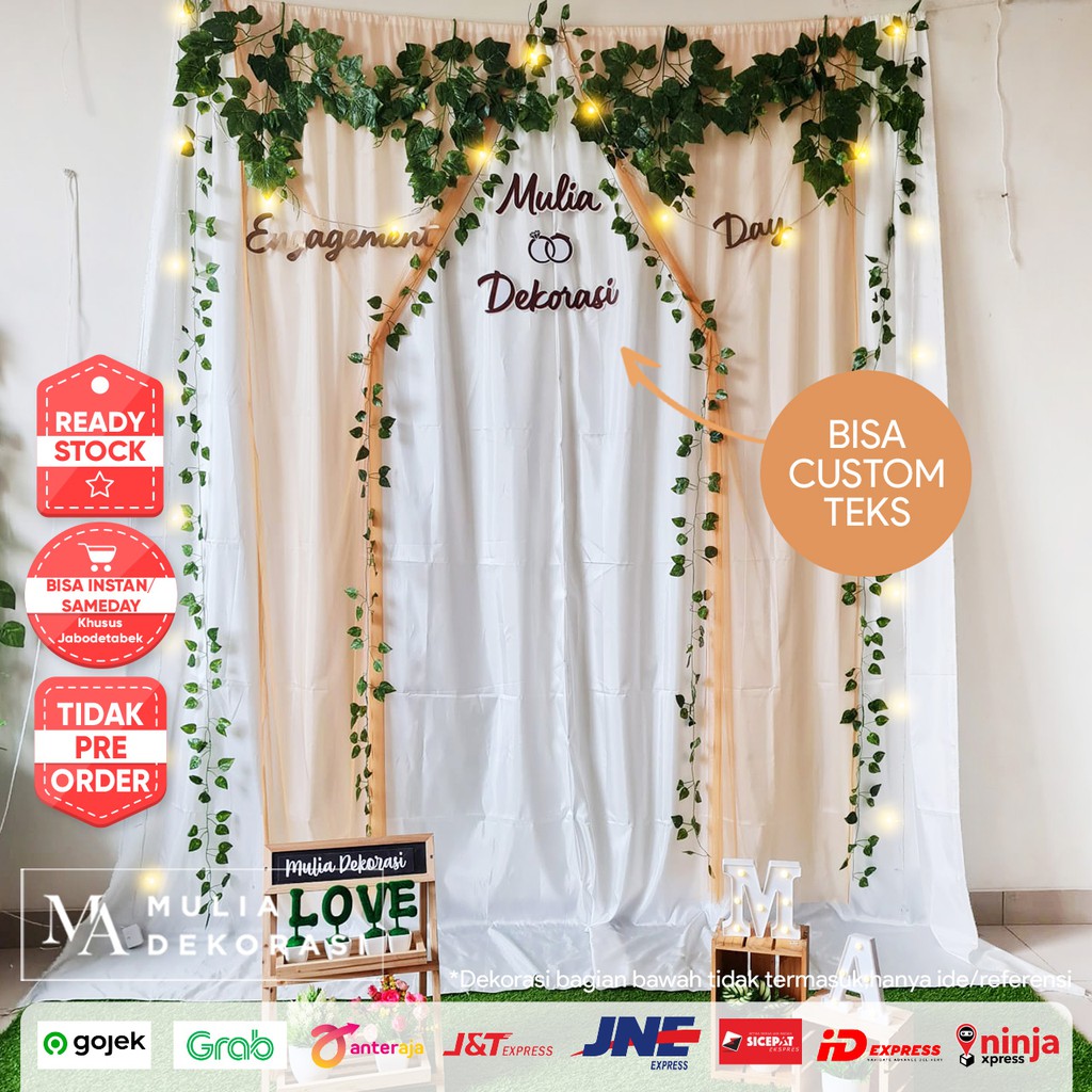 Dekorasi Lamaran Tunangan Backdrop Nikahan PhotoBooth DIY Akad Nikah Aqiqah Khitan Paket Mulia AAA