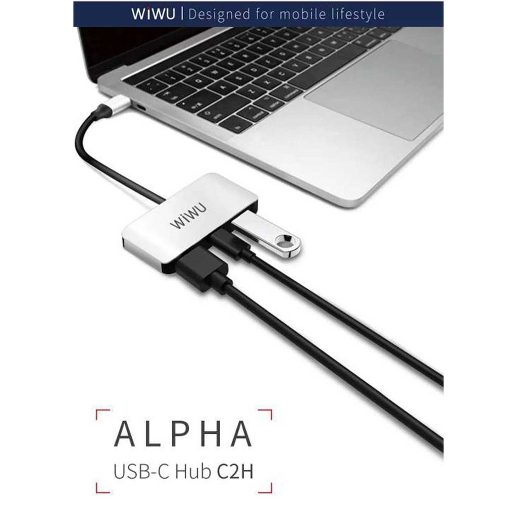 AKN88 - WIWU ALPHA C2H - 3 in 1 Hub USB-C to HDMI-USB3.0-USB-C Connector Cable