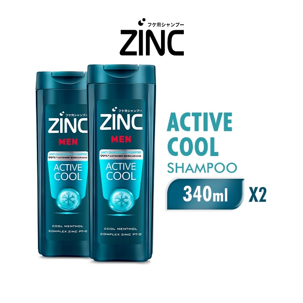 Zinc Men Active Cool Botol 340 ml - 2 Pcs