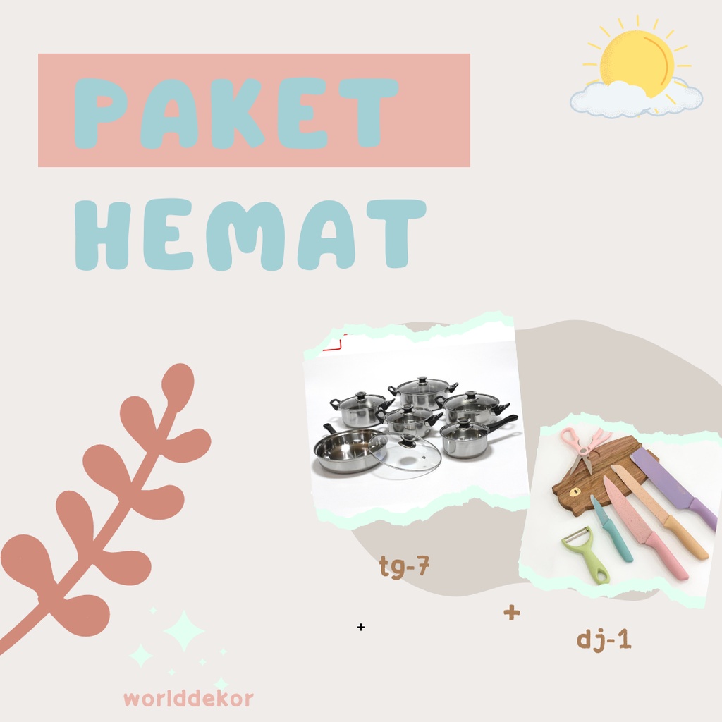 Paket Hemat Panci Set TG-7 + Pisau DJ-1 Anti Lengket WD