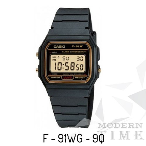 CASIO Original F-91W Series (Unisex - Karet - HItam) Tanpa Kotak Mika)