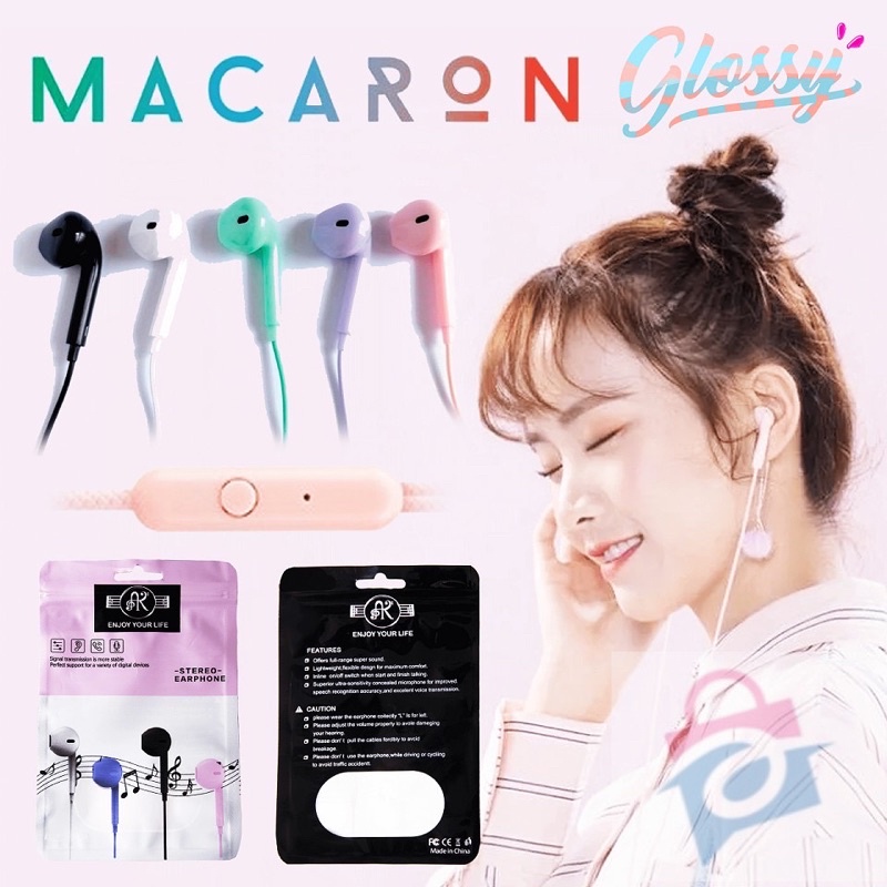 Headset Macaron Jack 3.5mm support semua heandphone