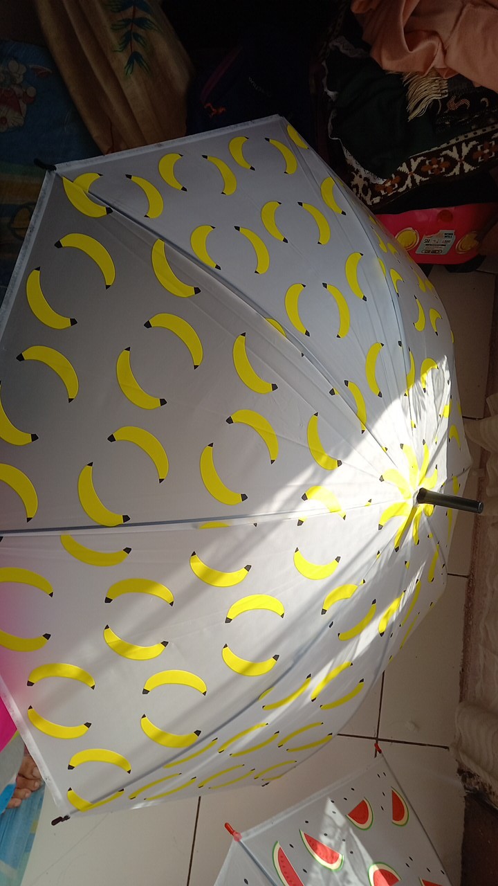 Rajakarta Payung Transparan Standar Tongkat Motif Mix Banyak Karakter Lucu