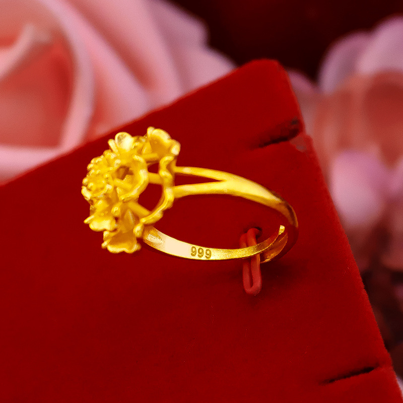 Cincin Lapis Emas Desain Bunga Gaya Vintage Untuk Wanita