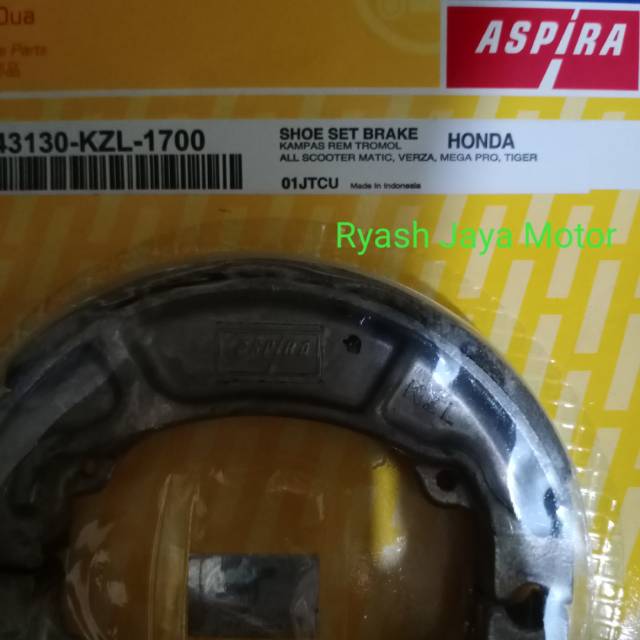 Kampas rem belakang Aspira Astra for honda beat/beat f1/verza/mega pro/tiger/beat esp/vario 125/150