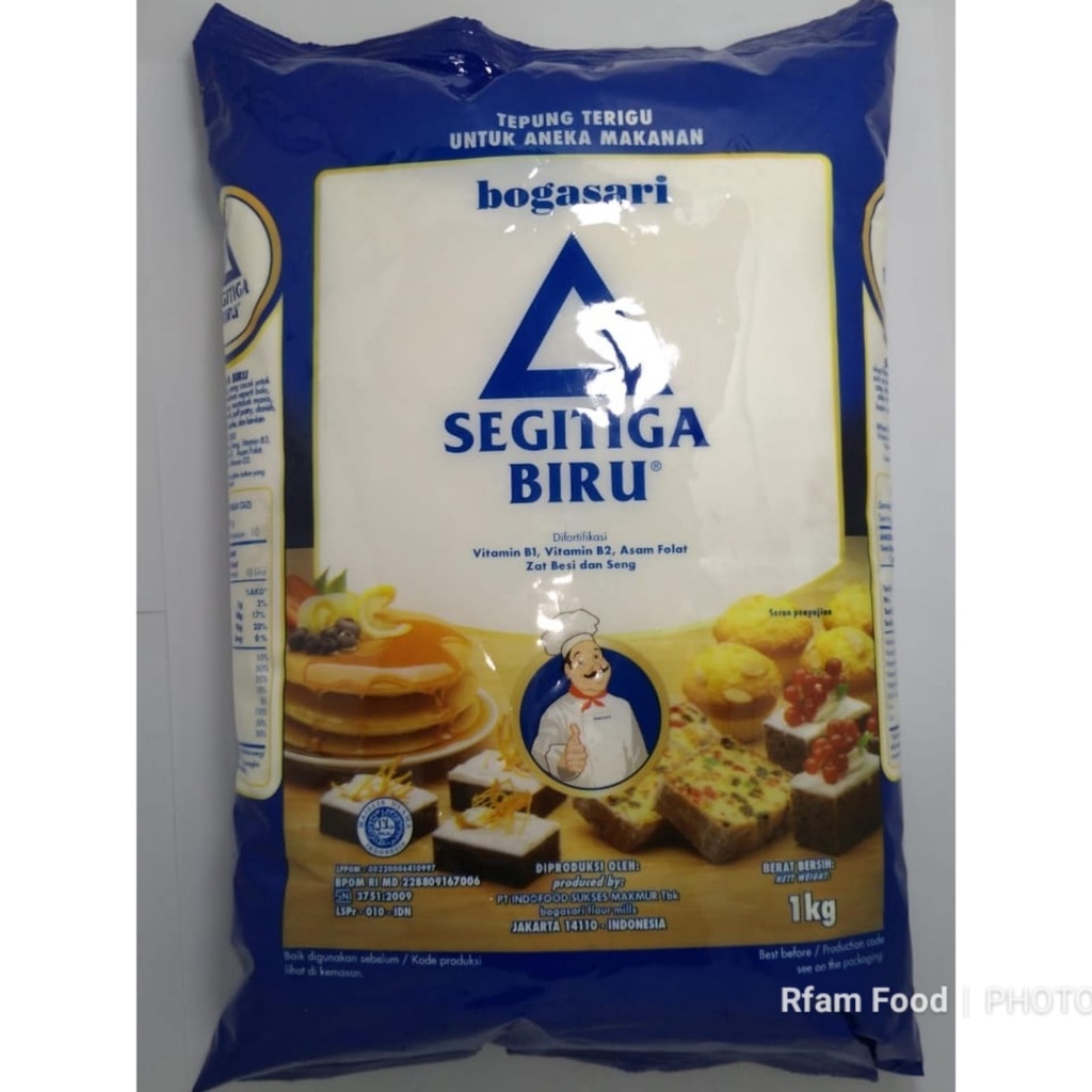 

BOGASARI TEPUNG TERIGU SEGITIGA BIRU 1KG TEPUNG PREMIUM PROTEIN RENDAH