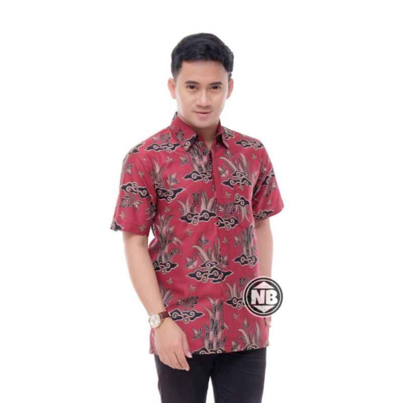 KEMEJA BATIK PRIA/BATIK PRIA/BATIK PRIA JUMBO/HEM BATIK PRIA JUMBO LENGAN PENDEK M L XL XXL 3XL 4XL 5XL 6XL 7XL 8XL 9XL 10XL