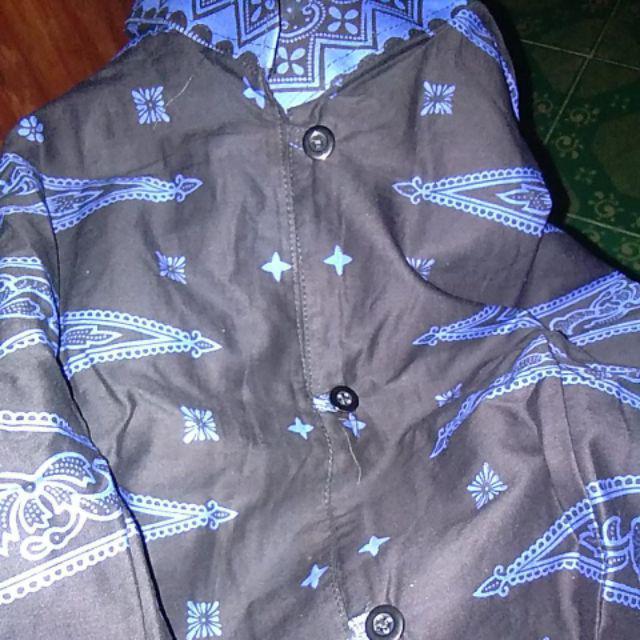 Kemeje Batik Baduy Tapak Kebo Biru Lengan Panjang