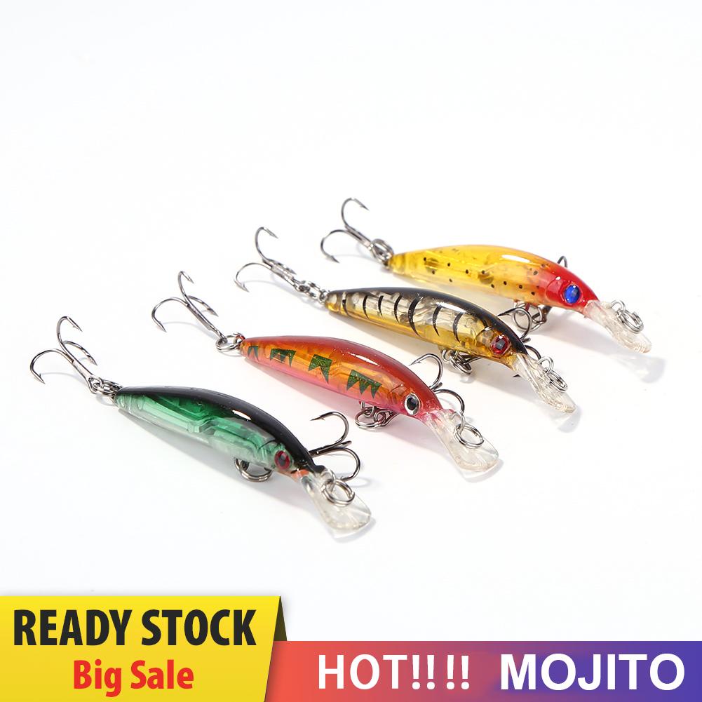 4pcs Umpan Pancing Ikan Minnow Dengan Kail Treble Wobblers