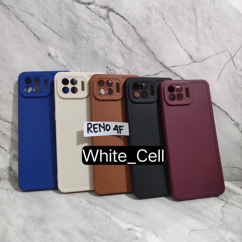 SoftCase Pro Camera Silicon Matte Case Full Cover Oppo Reno 2F Reno 2Z Reno 4F Reno 4 Reno 5 Reno 6 4G White_Cell