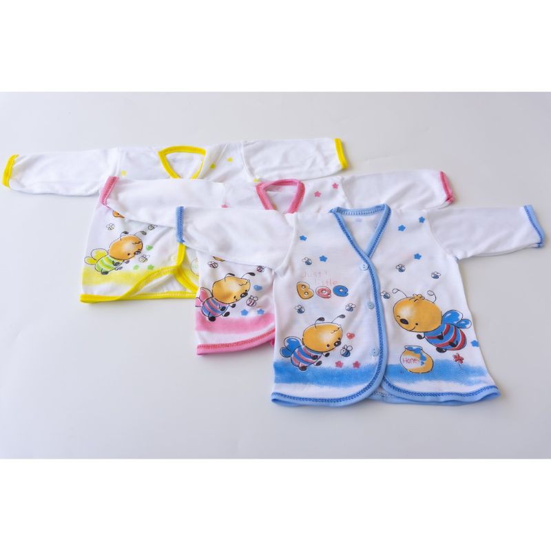 6 PCS BAJU LENGAN Panjang Bayi Putih Sablon