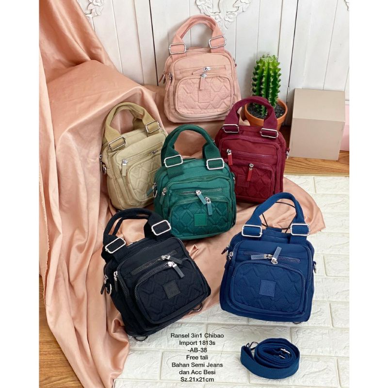 Tas chibao import multifungsi 1813s-AB kanvas terbaru