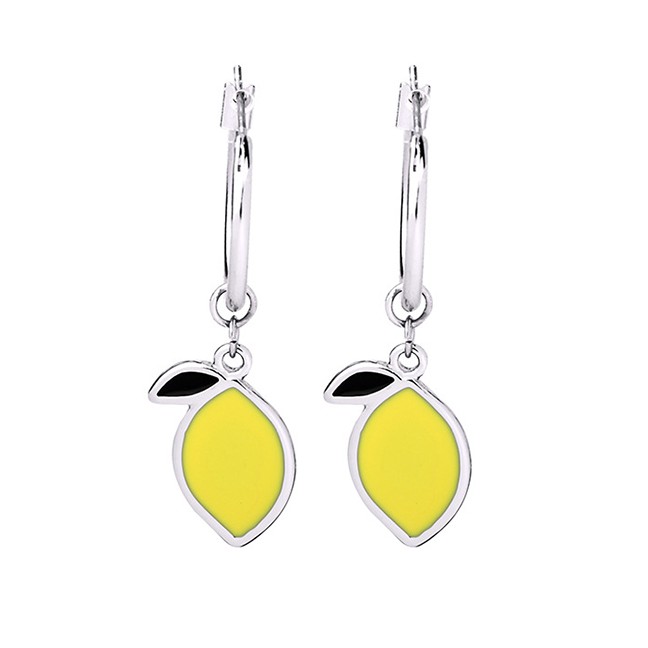 LRC Anting Tusuk Fashion Yellow Lemon Drop Oil Earrings F53449