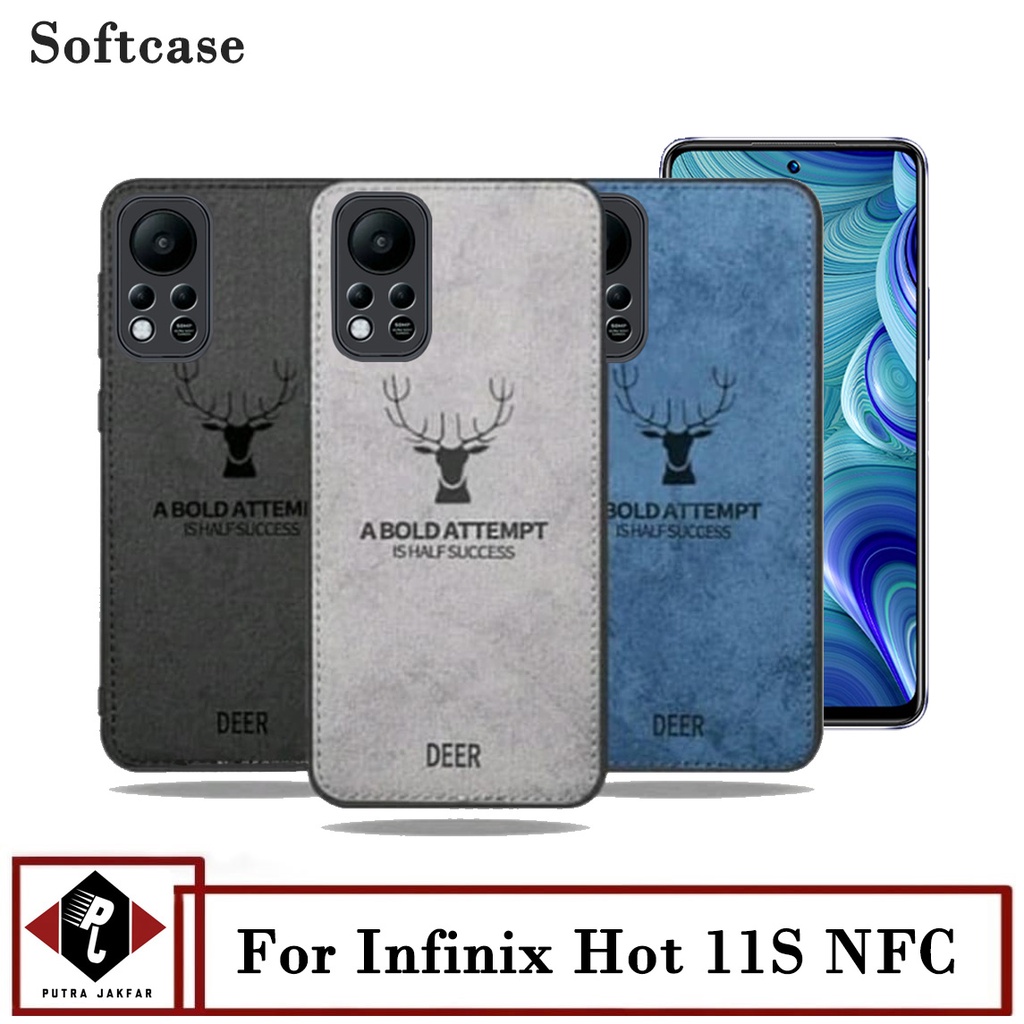 Promo Case Deer Infinix Hot 11s NFC Softcase Cloth Jeans Canvas Back Cover