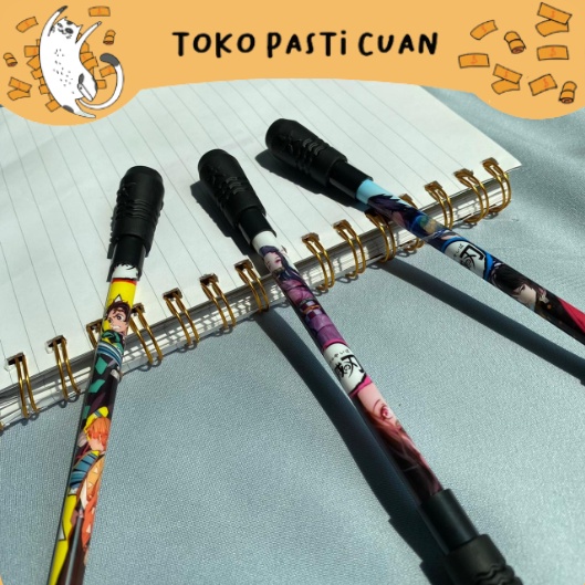 pulpen pen gel putar magnet demon slayer pena lucu tinta hitam bisa COD pen imut keren pulpen unik atk kebutuhan anak sekolah termurah import-3