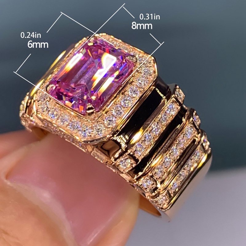 Cincin Wanita Hias Cubic Zirconia Warna Pink Untuk Pesta Pernikahan