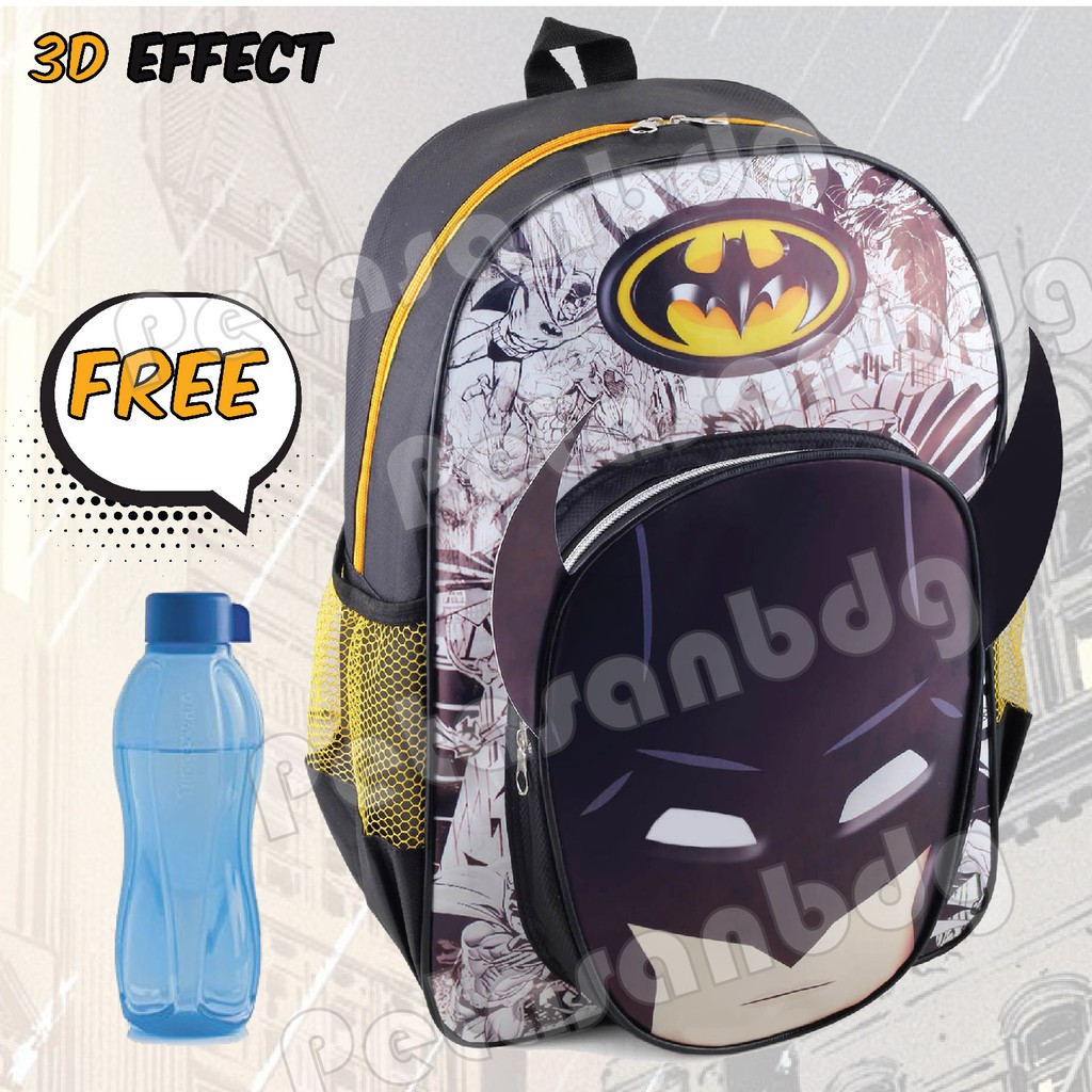 PTS - Ransel Sekolah Anak Laki- Laki Karakter - BATMANE - HORN 3D EFFECT - COOL BACKPACK + FREE BOTOL MINUM