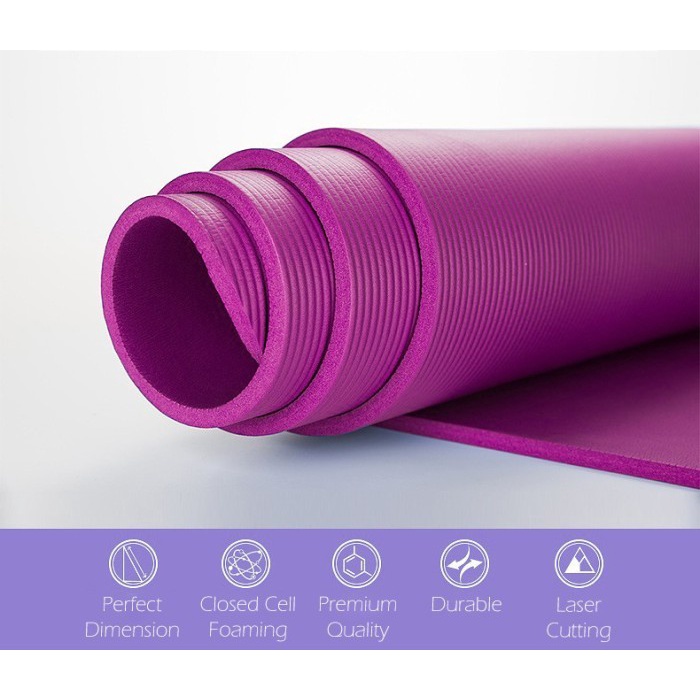 Premium Matras Yoga Mat Tebal 10MM Senam Matt Pilates PVC Camping - Hitam-Pink