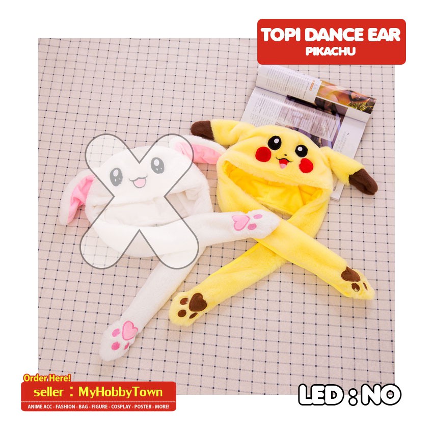 Topi Pokemon Pikachu Moving Ear Korea