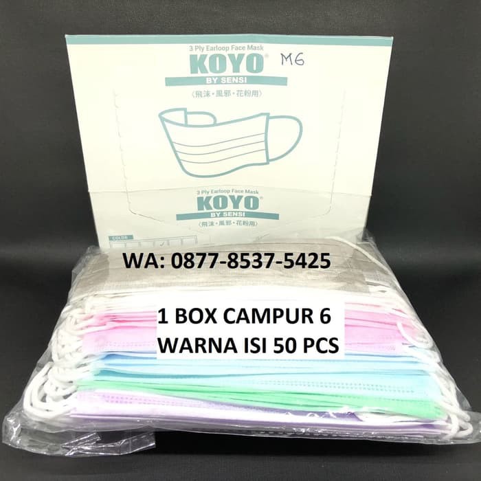  Sensi  masker  surgical mask koyo  3ply earloop warna campur 