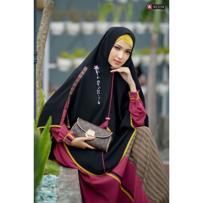 SET GAMIS AULIA  SULTAN 6 MAUVE BLACK LURIK