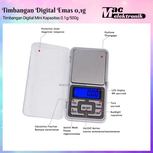 Timbangan Emas Digital Kapasitas 0.1g SAMPAI 500g Akurasi SUDAH DAPET BATERAI