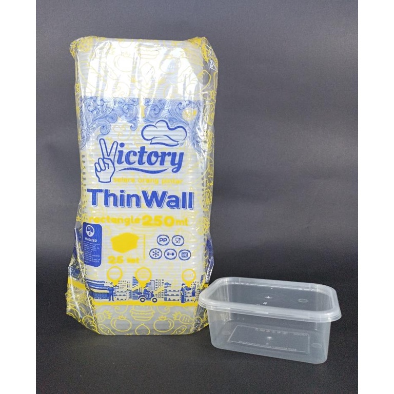 Food Container Box Thinwall Rectangle 250ml merek victory isi 25pcs | tempat makan plastik wadah mak