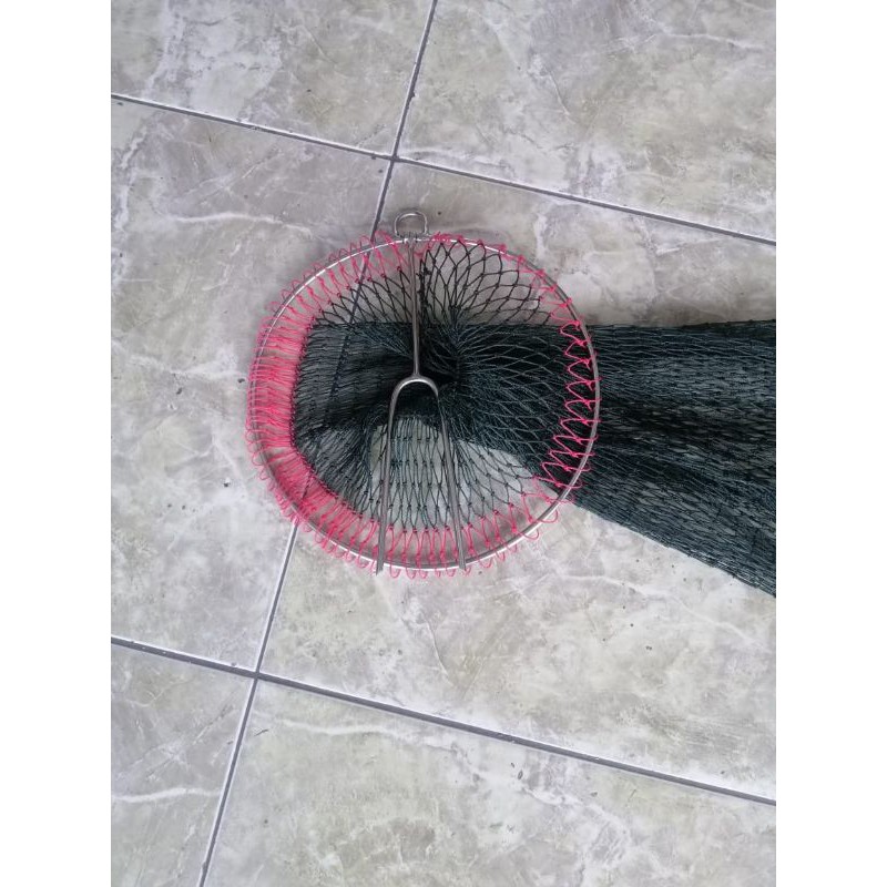 keramba / kerumbu / kepis kuat anti yuyu full rajut dan gagang lipat stainless