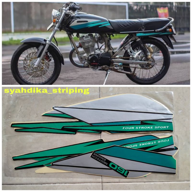 STICKER STRIPING LIS BODY MOTOR HONDA GL MAX/PRO 1995 95 HIJAU SILVER