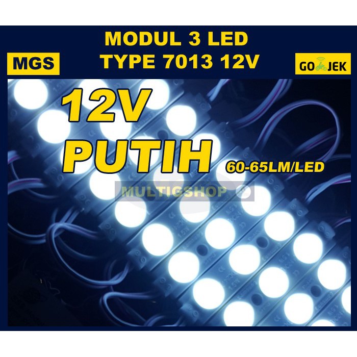 100Pcs Modul 3 LED 7013 12V - Warm white