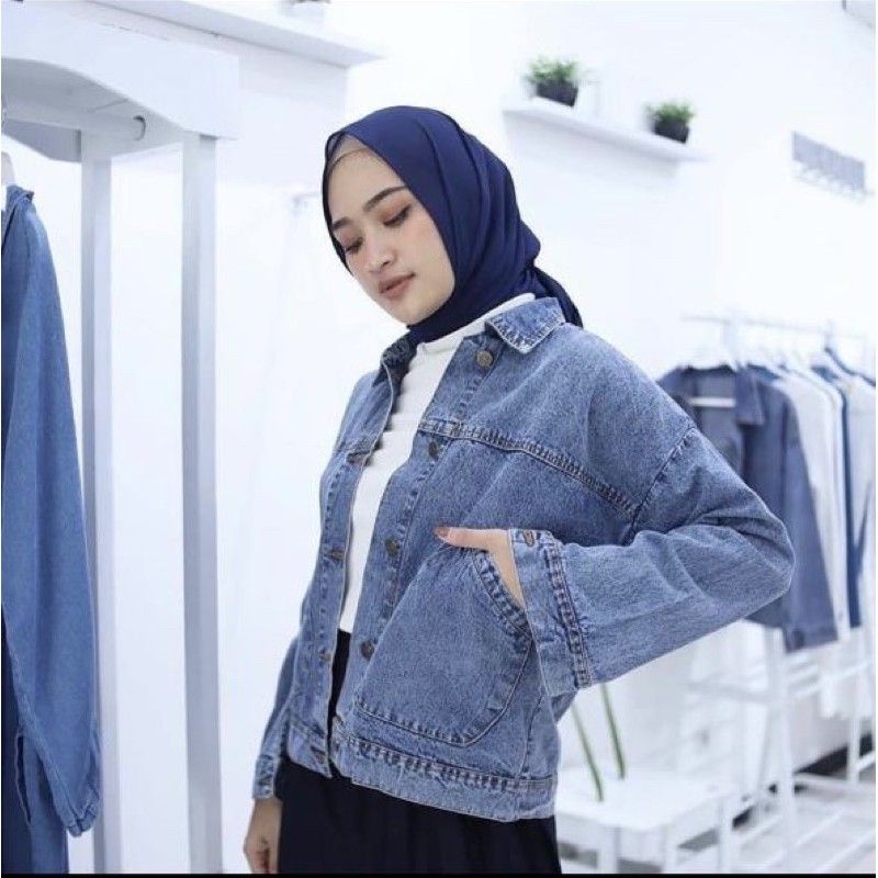 PABLO JEANS JAKET WANITA DENIM CROP LENGAN KANCING // JAKET OUTER